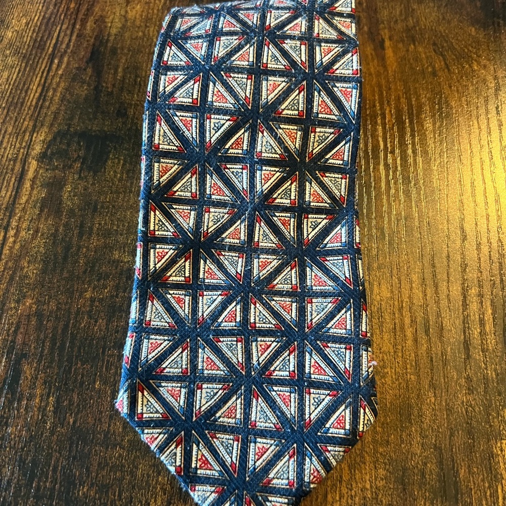 Towncraft Triangular Pattern Tie In Navy And Red … - image 1